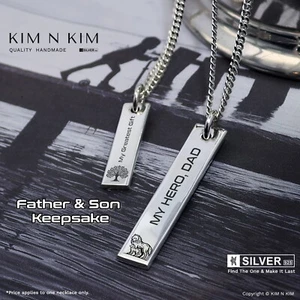 Eternal Bond Silver Bar Necklace✔️Solid 925 Sterling Silver✔️Free Engraving - Picture 1 of 23