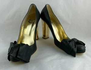 Just Cavalli Mujer Cuero Negro Colina con Bowshoes Talla 39 Nuevo con Banda - Imagen 1 de 6