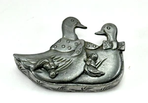 Torino Pewter Mother Goose Brooch Pierced Earrings Necklace Jewelry Trinket Box - Picture 1 of 16