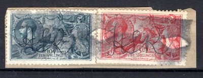 GB KGV TELEGRAPH Piece High Values SEAHORSE SG.417 10s 5s *Roller* Cancel SS3226 - Image 1 of 4