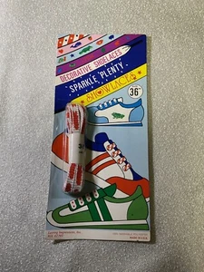 Vintage Pair Sparkle Metallic Decorative Alligator Shoelaces 36" Kids Laces - Picture 1 of 4