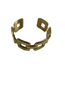 Rustic Cuff Bracelet Gold Tone Abstract Open Work Metal .75" Wide - Picture 1 of 6