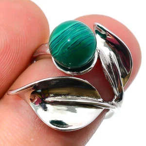 Malachite Gemstone 925 Sterling Silver Ring Adjustable (80) - Picture 1 of 1