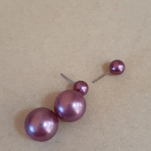 Feine OHRRINGE Doppel-Ohrringe mit MK-Perlen D 16mm & 6mm, Lila, Stecker Unikat - Bild 1 von 4