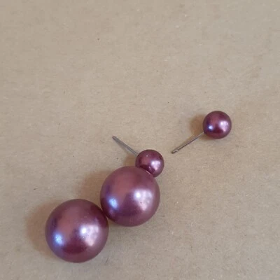 Feine OHRRINGE Doppel-Ohrringe mit MK-Perlen D 16mm & 6mm,  Lila, Stecker Unikat - Bild 1 von 4