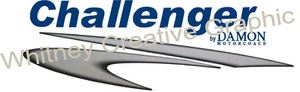 "Challenger by Damon" with Flairs version RV LOGO Graphic decal lettering FRESH! - Picture 1 of 1