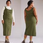 New With Tags Anthropologie Maeve Knit Midi Dress Button Front Green Size 26W