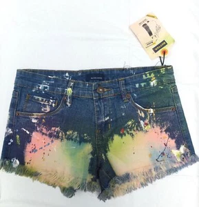 NEW BUTTER Super Soft Multi Paint Splatter Distressed Jean Shorts (Size 1) - Picture 1 of 9