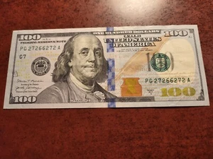 Rare $100 Dollar Bill, series 2017A, Radar Note, 27266272, Trinary  inv02  m129r - Picture 1 of 3