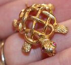Vintage AVON signed fantastic miniature gold turtle Brooch Pin Lot#545