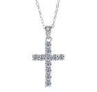 1.1CT 3mm Full Moissanite Cross Pendant Necklace For Women Men 18K Gold Plated