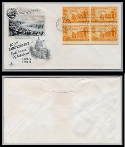 US FDC # 997 3c California ArtCraft block S.Cancel 1950, 0a1753 - Picture 1 of 1