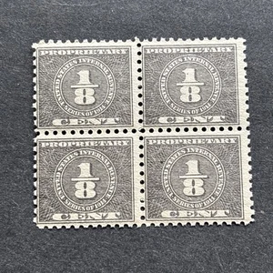 56498 US Revenue Stamp BOB Proprietary 1914 RB32 1/8c Block 4 MNHOG Nice SP* - Picture 1 of 2