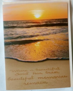 "Beautiful Sunset Beach", (1) Leanin' Tree Sympathy Card, New With (1) Envelope - Picture 1 of 9
