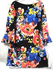TAHARI Arthur S Levin WOMENS BLACK FLORAL DRESS SZ 20W 20 W Formal - Picture 1 of 7