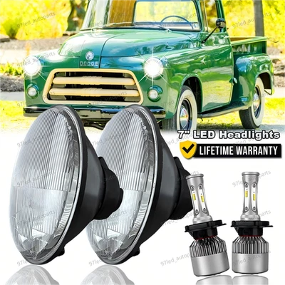 For Dodge D100 D150 D200 D300 7Inch Round LED Headlight Hi-Lo Beam cool white - Image 1 of 4
