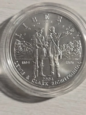 2004-P Lewis & Clark Silver Dollar Unc US Mint $1 Commemorative - Image 1 of 4