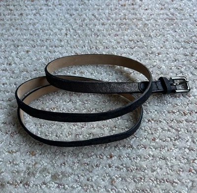 JCrew Women’s Black & Gold Skinny Leather Belt Size Small - Image 1 of 4