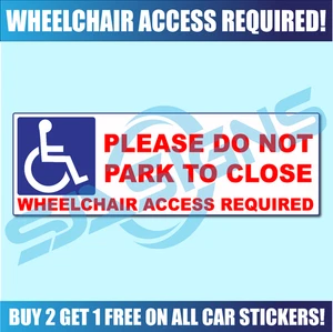 WHEELCHAIR ACCESS REQUIRED CAR STICKERS DOOR BLUE BADGE WINDOW DECAL RED TEXT - Picture 1 of 1