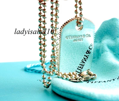 Collar con cuentas de etiqueta de perro con borde de moneda de 20" Tiffany & Co para hombre con bolsa Foto 1 de 4
