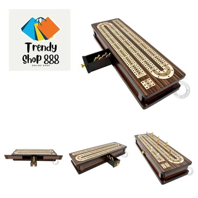 Continuous Cribbage Board/Box Inlaid in Rosewood/Maple 12" - 3 Tracks - Slidi... - Image 1 of 4