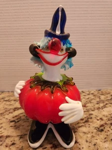 8" Arte Murano ICET Hand Blown Art Glass Tomato Clown Figurine - Picture 1 of 6