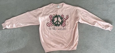 NUEVA Sudadera de Navidad Alegría al Mundo/Guirnalda de Paz JERZEES EE. UU. Adulto Lg. Foto 1 de 4