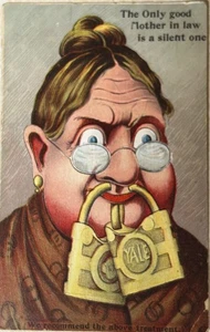 Antique Comic postcard. Good Mother-in-Law & Yale Locks (Adv?) 1908. SCARCE! NoR - Picture 1 of 4
