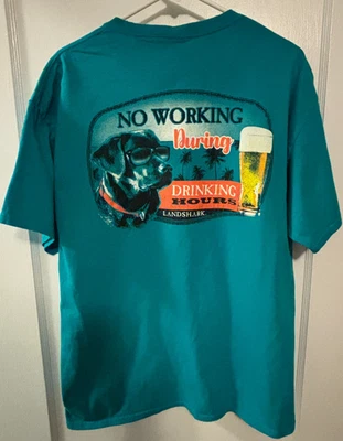 Camiseta Landshark para hombre XL, verde oscuro, Jacksonville Beach, FL, lema para beber con perro Foto 1 de 3