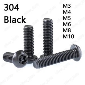 Tornillo de seguridad con cabeza de botón Torx manipulador de acero inoxidable 304 negro M3 M4 M5 M6 - Imagen 1 de 5