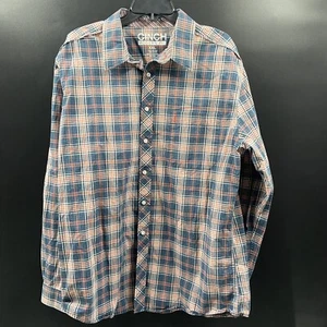 Cinch Mens Shirt 2XL Blue & Orange Striped Print Modern Fit Collared Button Down - Picture 1 of 6