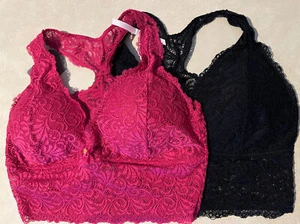 Daisy Fuentes 2 Full Figures Bralette Pretty Lace Bra Hi-Apex Racerback - Picture 1 of 6