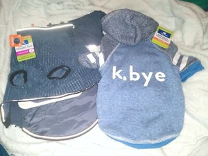 TOP PAW LOT (2) SIZE MEDIUM DOG PACKABLE COAT and Sweatshirt Hoodie BLUE NWT - Picture 1 of 8