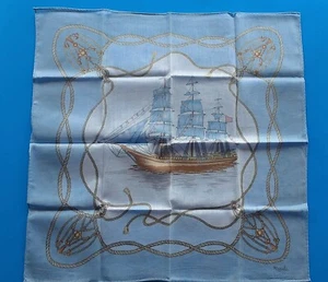 Vintage MARELLI Taschentuch Taschentuch Schiff Maritim Segeln Marine Baumwolle - Bild 1 von 4