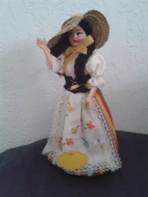 Poupée, folklorique régionale ,Eros, Italie , Florence, 20cm TBE - Photo 1/4