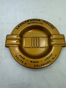 Antique Lackawanna House Ashtray Delaware N.J. Gold Enamel Metal Beer Wine - Picture 1 of 7
