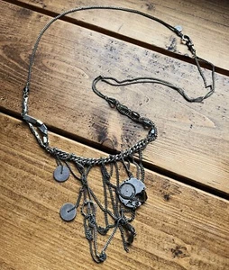 AllSaints Ladies COG Charm Chain Necklace All Saints Metal Resin Biker Steampunk - Picture 1 of 9
