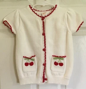 NWOT GYMBOREE sweet girls knit sweater shirt top cardigan 5-6 small cherries - Picture 1 of 4