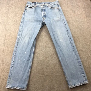 Vintage Levis 501 Jeans Mens 35x32 Original Fit Blue Wash Button Fly Denim 90s - Picture 1 of 16