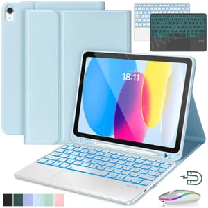 Backlit Touchpad Keyboard Case Mouse For iPad 11th/10/9/8/7/6 Gen Air 11 M3 2025 - Picture 1 of 46