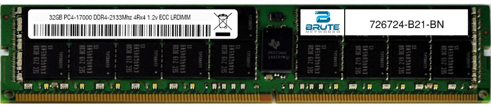 726724-B21 - HP Compatible 64GB PC4-17000 DDR4-2133Mhz 4Rx4 1.2v ECC LRDIMM - Image 1 of 3