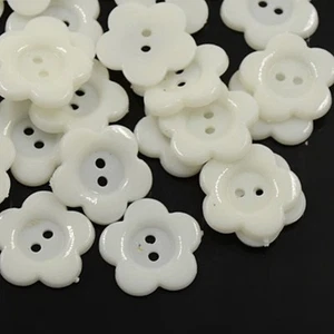 20 x WHITE BUTTONS, CHOOSE SHAPE & SIZE, FLOWER, HEART, FLAT etc. - Picture 1 of 28