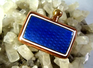 Unusual Old Copper, Brass & Enamel Engine-Turned 2.2"x1.8"x0.3" Perfume Bottle - Picture 1 of 7