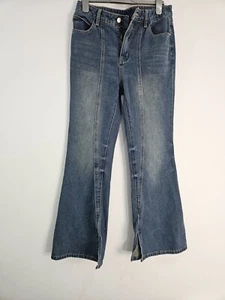 Womens Blue Flared Jeans Size S Button Zip Jeans - Picture 1 of 4