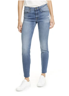 FRAME DENIM Le Skinny De Jeanne Raw Hem Jeans Denim Blue Vision 24 $210 A904 - Image 1 of 4