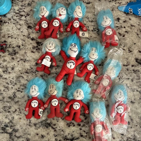 Kellogg’s Thing 1 And Thing 2 Dr Seuss Mini Small Plush Toy Lot Cereal Box B5 Cover
