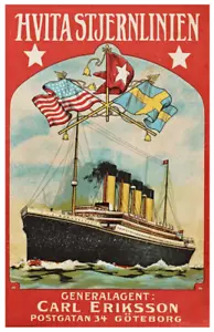 Swedish White Star Line Poster - Olympic 11 x 17 - Picture 1 of 5
