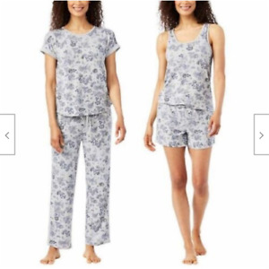 Lucky Brand Floral 4 Piece Pajama Set  Women's Size-L Grey NWD