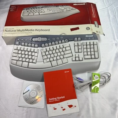 Microsoft Natural Multimedia Keyboard 1.0A RT9470 Ergonomic Design New Works - Image 1 of 4