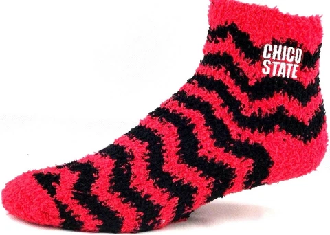 Chico State Red & Black Chevron Stripe Fuzzy Sleep Socks Cover